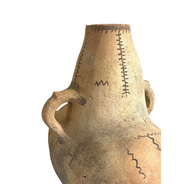 #4648 Moroccan Vintage Tuareg Terracota Clay Decorative Pot 19" H For Sale - Image 4 of 12