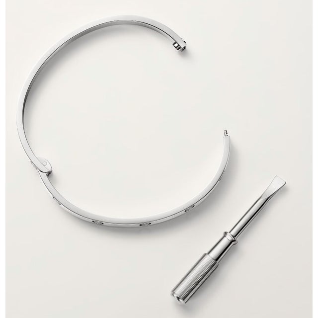 Cartier Cartier, Love Medium Model Bangle Bracelet, 18k White Gold, Size 18 For Sale - Image 4 of 11