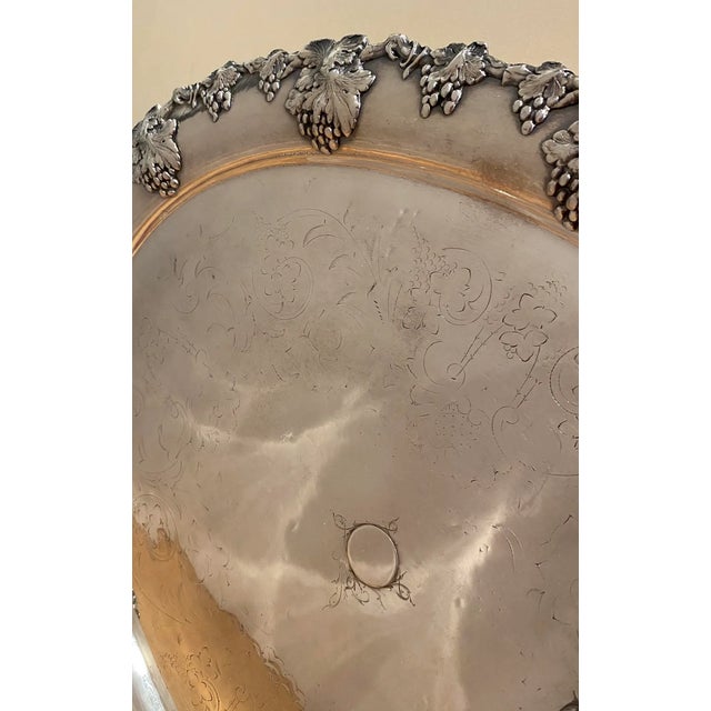 English Antique Silverplate Handled Serving Tray For Sale - Image 3 of 11