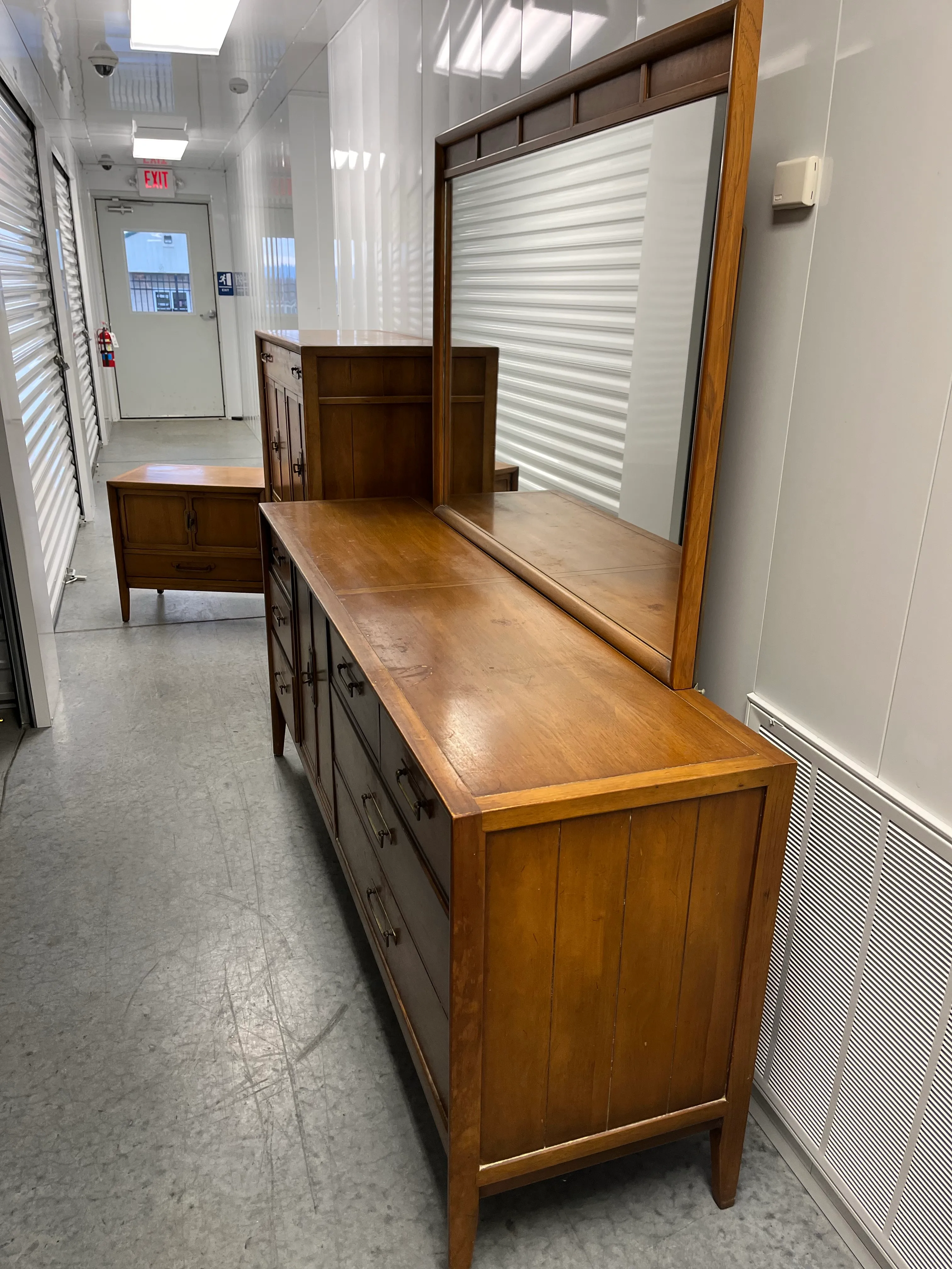 Drexel Meridian Low Dresser With Mirror | Chairish