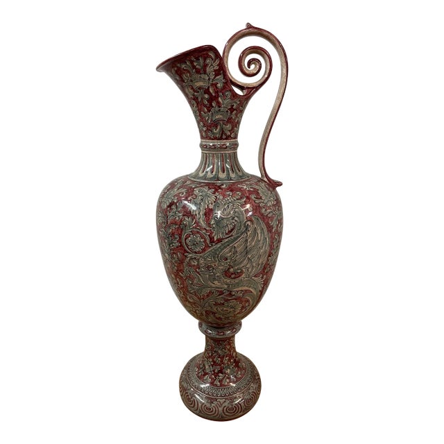 1990s Vintage Biagioli Gubbio Hand-Painted Italian Vase For Sale