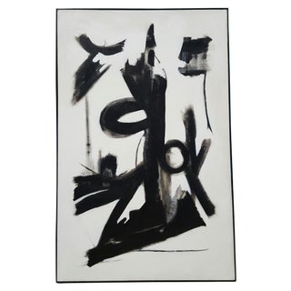 Original Black & White Abstract Painting by R. Bou For Sale
