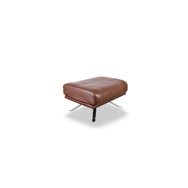Postmodern Brown Leather Ottoman from Rolf Benz For Sale - Image 3 of 8