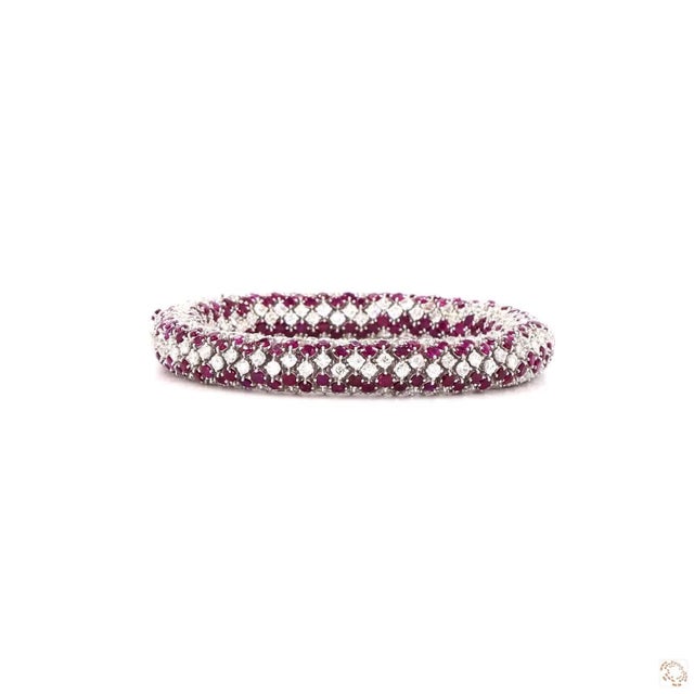 14.37 Carat Old Mine Cut Diamond Ruby Gold Bracelet For Sale In New York - Image 6 of 9