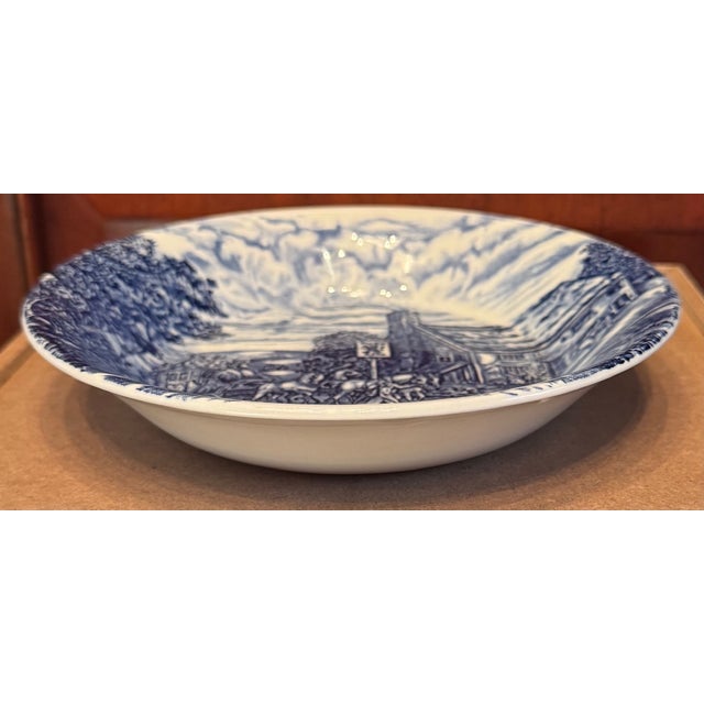 Mid 20th Century Vintage Wood & Sons “The Post House” Serving Bowl | English Ironstone Blue & White Transferware For Sale - Image 5 of 5