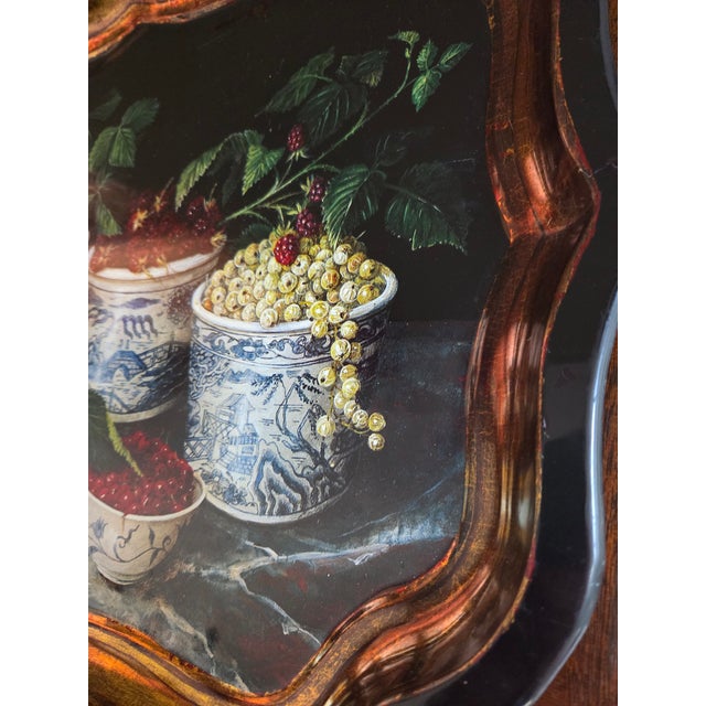 Metal Stephanie Hoppen for Keller Charles Picture Archive Still Life Tray Berries in Blue and While Bowls, England For Sale - Image 7 of 13