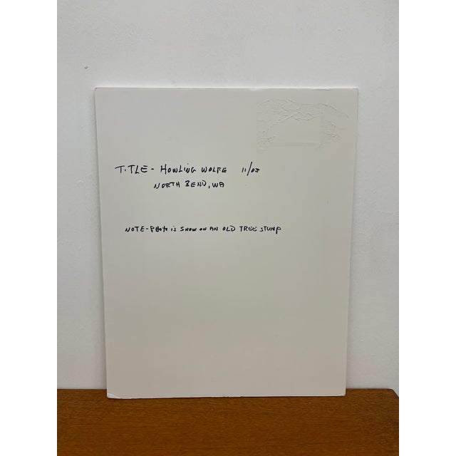Signed Black and White Photograph "Howling Wolfe" Snow Tree Stump Illusion, North Bend Wa, Dated 2003. For Sale - Image 4 of 10