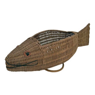 Mid-Century Wicker Fish Basket For Sale