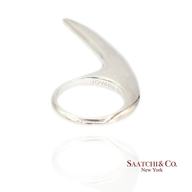 Early 21st Century Jovana Djuric Hand-Carved Sterling Silver (950) Large Slice Ring, Size 9.5 For Sale - Image 5 of 8