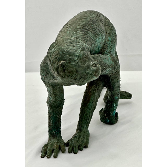 Great Looking & Decorative Vintage Mid Century Posing Monkey Figure - Heavy Solid Cast Bronze For Sale - Image 9 of 18