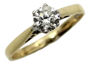 Vintage 18k Gold & Platinum Solitaire Diamond Ring Size 5.5