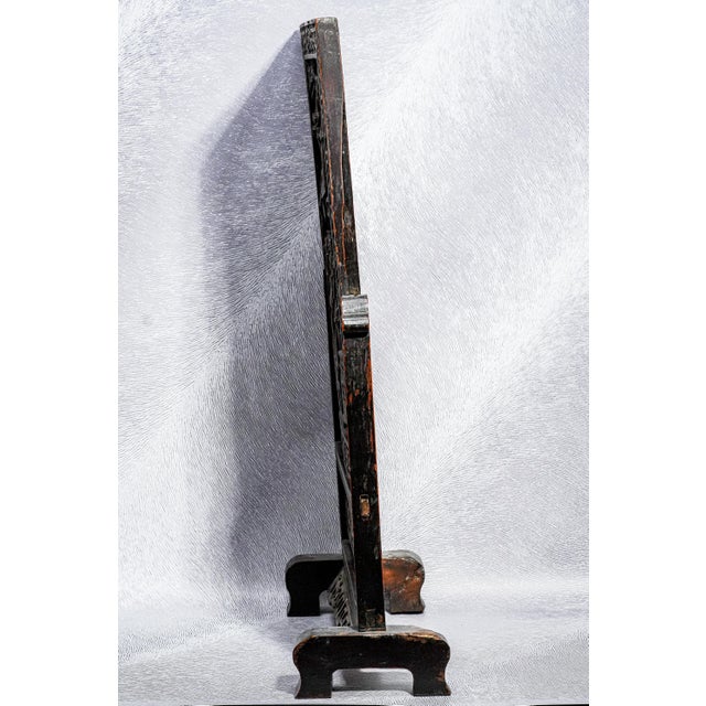 Incredible Large Antique Carved Wood Chinese Asian Table Screen Home Decor Chinoiserie For Sale - Image 10 of 17