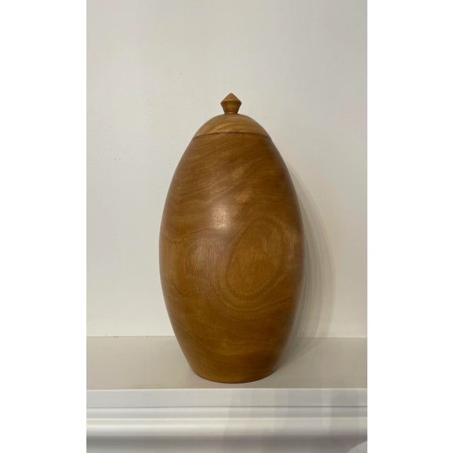 Vintage Modern Solid Wood Turned Urn, Light Honey Color For Sale - Image 4 of 11