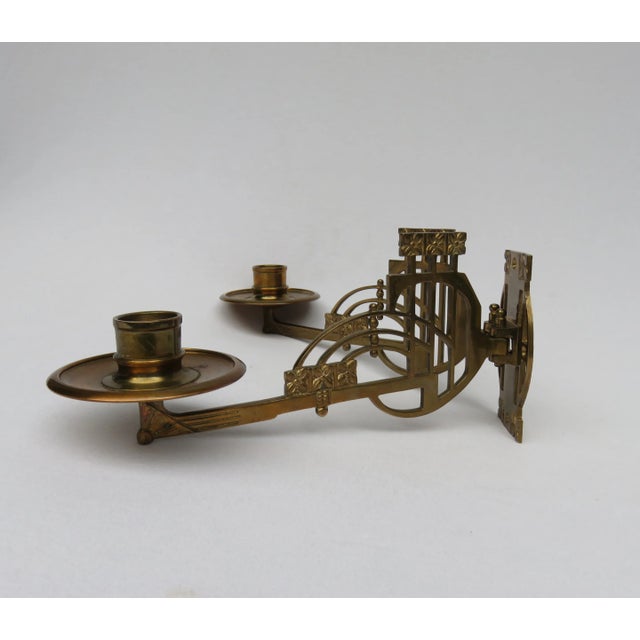 Art Nouveau Brass Piano Candleholders, Set of 2 For Sale - Image 5 of 16
