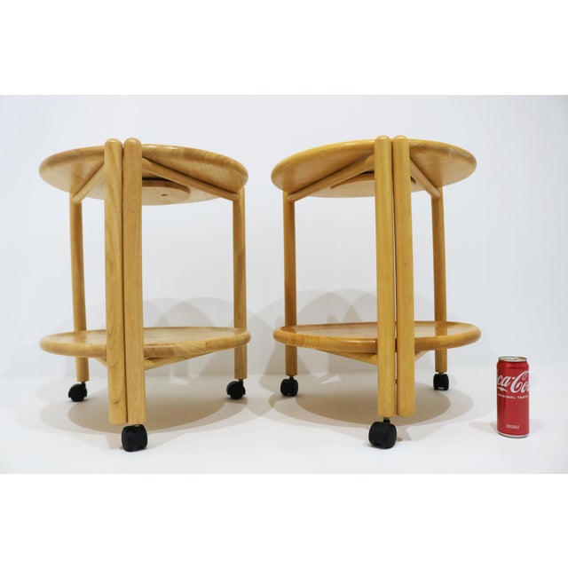 Vintage Danish Foldable Rolling Bar Carts with Removable Trays attributed to Jens Quistgaard, 1970s, Set of 2 For Sale - Image 11 of 17