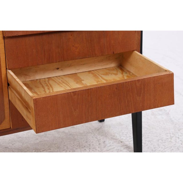 Mid-Century Vintage Teak Bookshelf with 5 Drawers and Door For Sale - Image 9 of 17