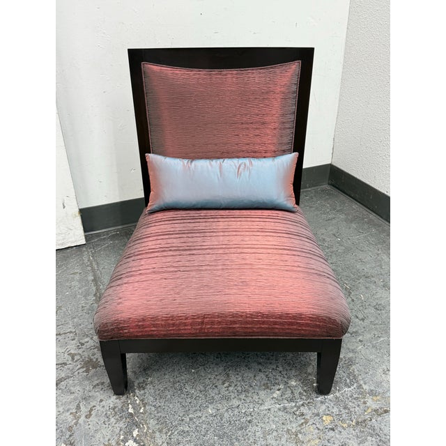 Bright Chair Furniture Lorin Raspberry Red Silk Chair + Lumbar Pillow For Sale - Image 12 of 12
