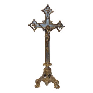 Art Nouveau Standing Silver Cross, 1890s For Sale