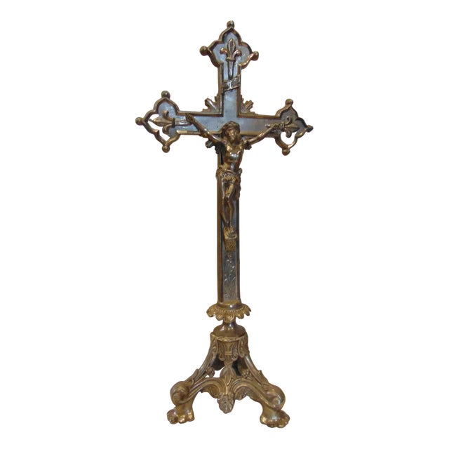Art Nouveau Standing Silver Cross, 1890s For Sale