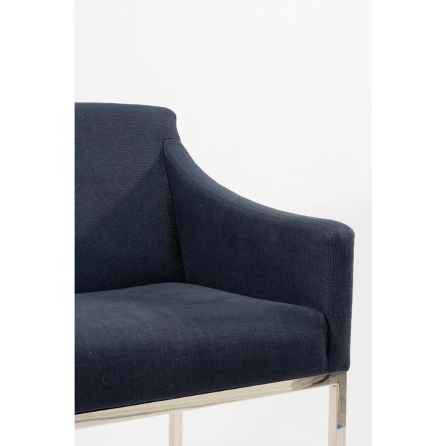 Blue Set of 8 Restoration Hardware Blue Upholstered Dining Chairs For Sale - Image 8 of 10