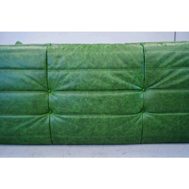 Togo Sofa in Green Leather by Michel Ducaroy, 1970s For Sale - Image 9 of 17