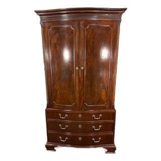 Vintage Baker Mahogany Chippendale-Style Armoire Cabinet With Drawers For Sale