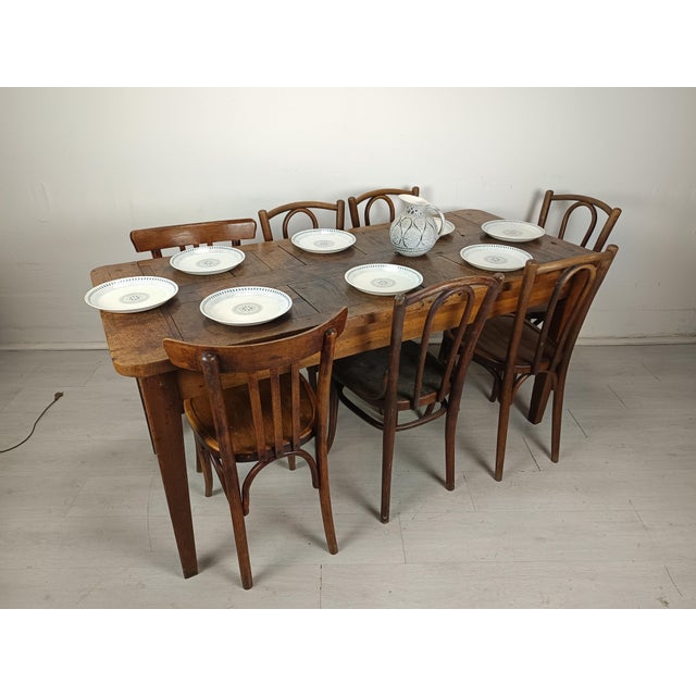 Wood Rustic Oak Farm Table, 1890s For Sale - Image 7 of 18