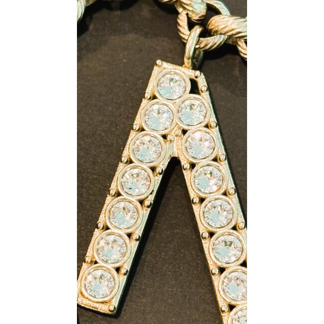 Vintage Lagerfeld Era Chanel Strass Crystal Logo Chain Belt Necklace Bag Jewelry For Sale - Image 9 of 16