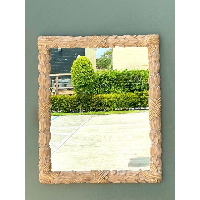 Vintage Carved Wood Leaf Frame Mirror For Sale - Image 12 of 12