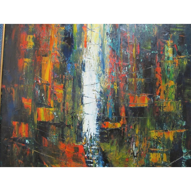 Mid-Century Modern S Tokuyoshi Signed Framed Mid Century Modern Abstract Oil Painting For Sale - Image 3 of 8