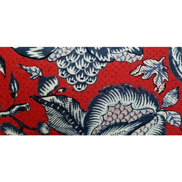 Custom made lumbar throw pillow in Thibaut Westmont red, white and blue floral print fabric from their Antilles...