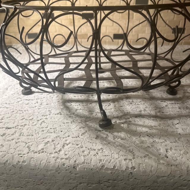 XL-Tall Metal, Footed Basket For Sale - Image 6 of 9