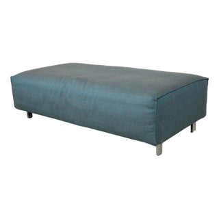 Grata Ottoman in Petrol Blue Fabric from Rolf Benz For Sale
