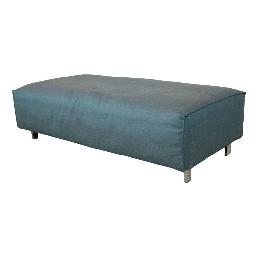 Grata Ottoman in Petrol Blue Fabric from Rolf Benz For Sale