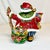 Ceramic 1980s Vintage Majolica Hollywood Regency Americana Fitz & Floyd Christmas Santa Tea Pot. For Sale - Image 7 of 10