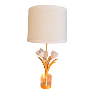 Chealsea House Gold & White Flower Table Lamp For Sale