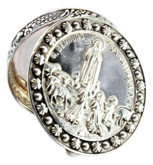 Silver Rosary Box with Relief