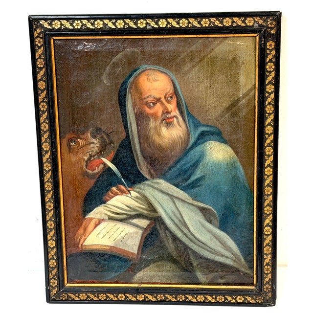 Baroque Italian Old Master Painting of Saint Mark the Evangelist with Lion, 1680–1750 For Sale - Image 3 of 16