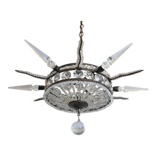 French Crystal Star Pendant Light For Sale