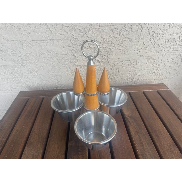 Step back in time for your dining experience with this authentic vintage Mid-Century Modern Stako Sweden condiment caddy....