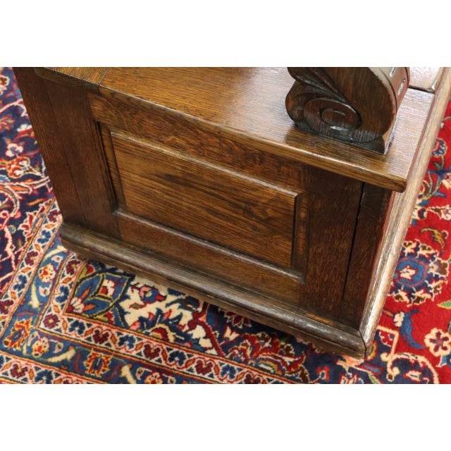 Late 19th Century English Victorian Oak Hall Seat Settee Bench For Sale - Image 16 of 18