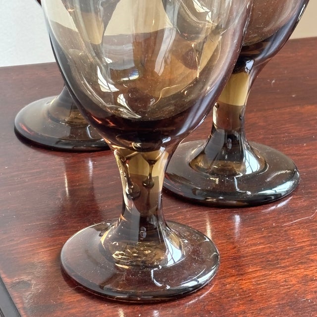 Brown Mid-20th Century Libbey Mocha Glass Goblets — Set of 6 For Sale - Image 8 of 10