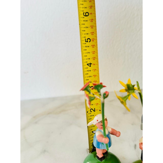 Green Kunstgewerbe-Werkstätten Olbernhau Kwo Erzgebirge Germany Blumenkinder (Flower Children) Figurines - a Both and Girl Pair For Sale - Image 8 of 10