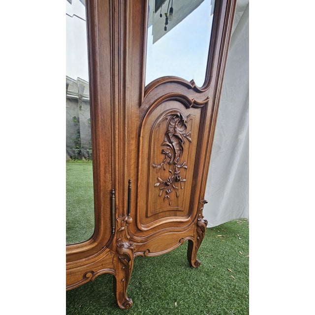 Late 19th Century French Armoire, Rococo, Louis XV Style, Mirrored Doors For Sale - Image 4 of 18