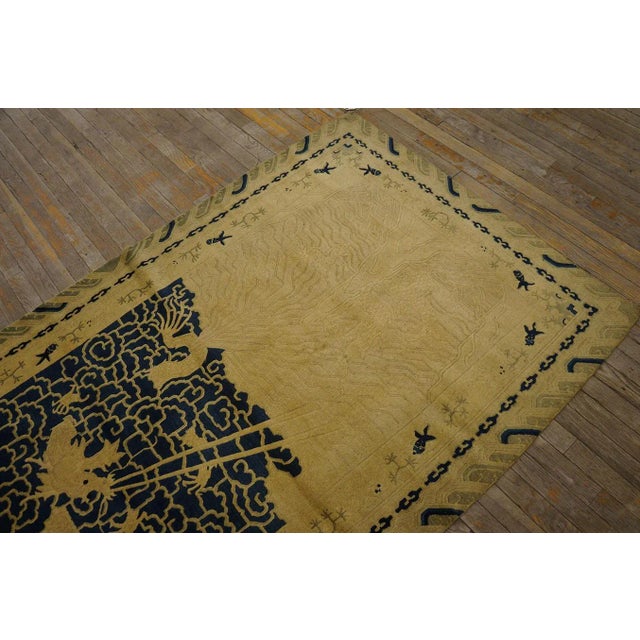 Abstract 1890s Beige Dragon Qing Antique Chinese Peking Carpet 3'10'' X 6'2'' Knotted Wool Rug For Sale - Image 3 of 8