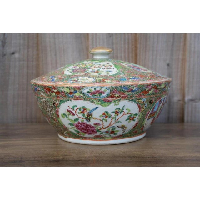 2000 - 2009 19th Century Chinese Qing Dynasty Famille Rose Canton Covered Bowl For Sale - Image 5 of 18