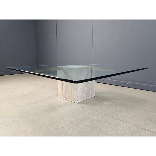 Hollywood Regency Travertine and Brass Coffee Table from Artedi, 1980s For Sale - Image 3 of 14