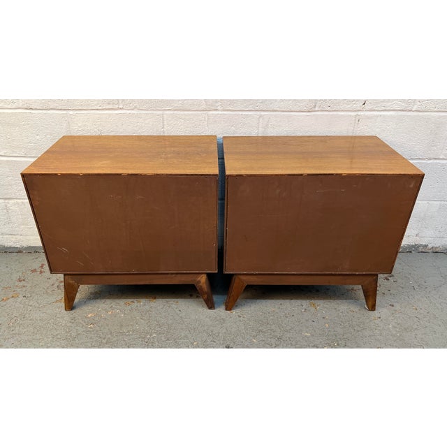 Unique Mid-Century Walnut & Burl Diamond Front Night Stands For Sale - Image 14 of 15