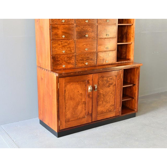 Bicycle Repair Shop Drawers Circa 1930s - Solid pine and Ash frame, drawers and doors - Brass loop handles - 15 drawers -...