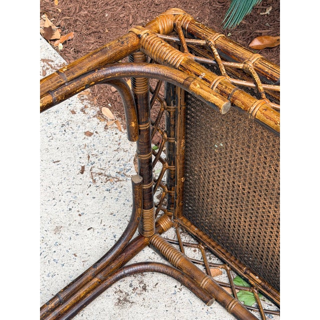 Rattan Cane Bamboo Coffee Table 1960s Tortoise Style For Sale - Image 12 of 16
